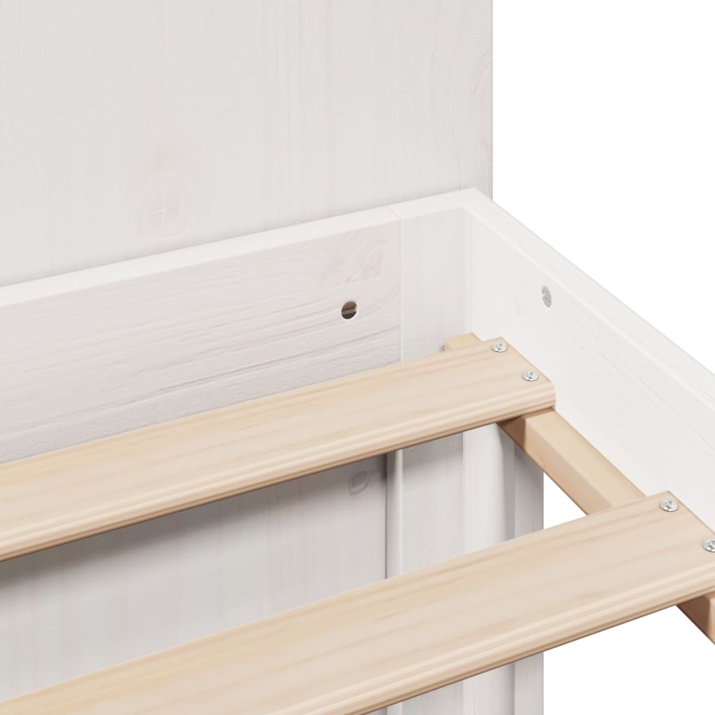 Κρεβάτι Βιβλιοθήκη Χωρίς Στρώμα Λευκό 135x190 εκ Μασίφ Πεύκο