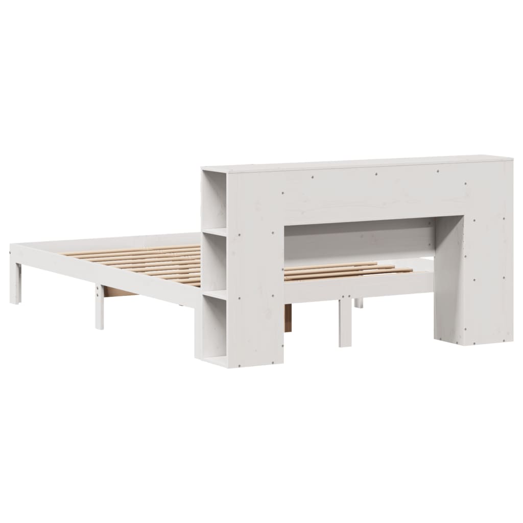 Κρεβάτι Βιβλιοθήκη Χωρίς Στρώμα 140x200 εκ Μασίφ Ξύλο Πεύκο - Pakobazaar