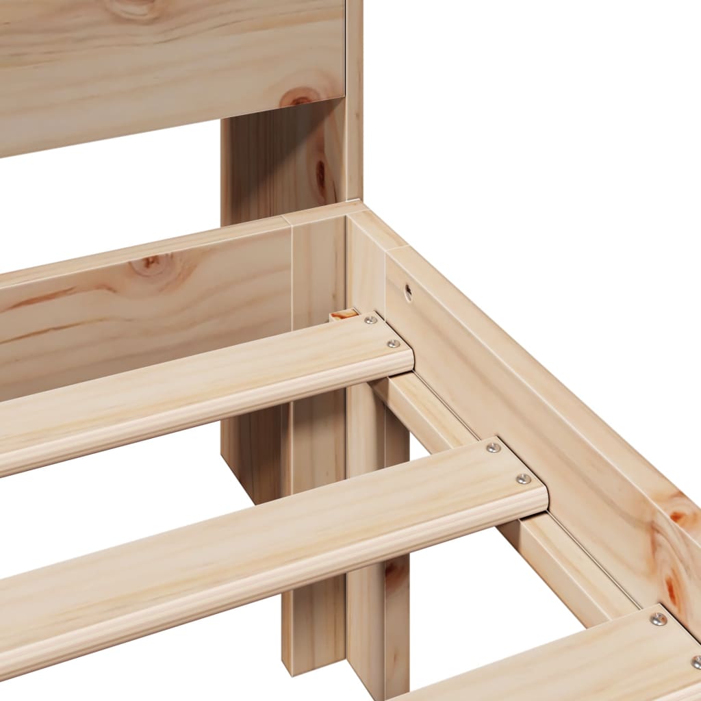 Κρεβάτι Βιβλιοθήκη Χωρίς Στρώμα 90x190 εκ Μασίφ Ξύλο Πεύκου