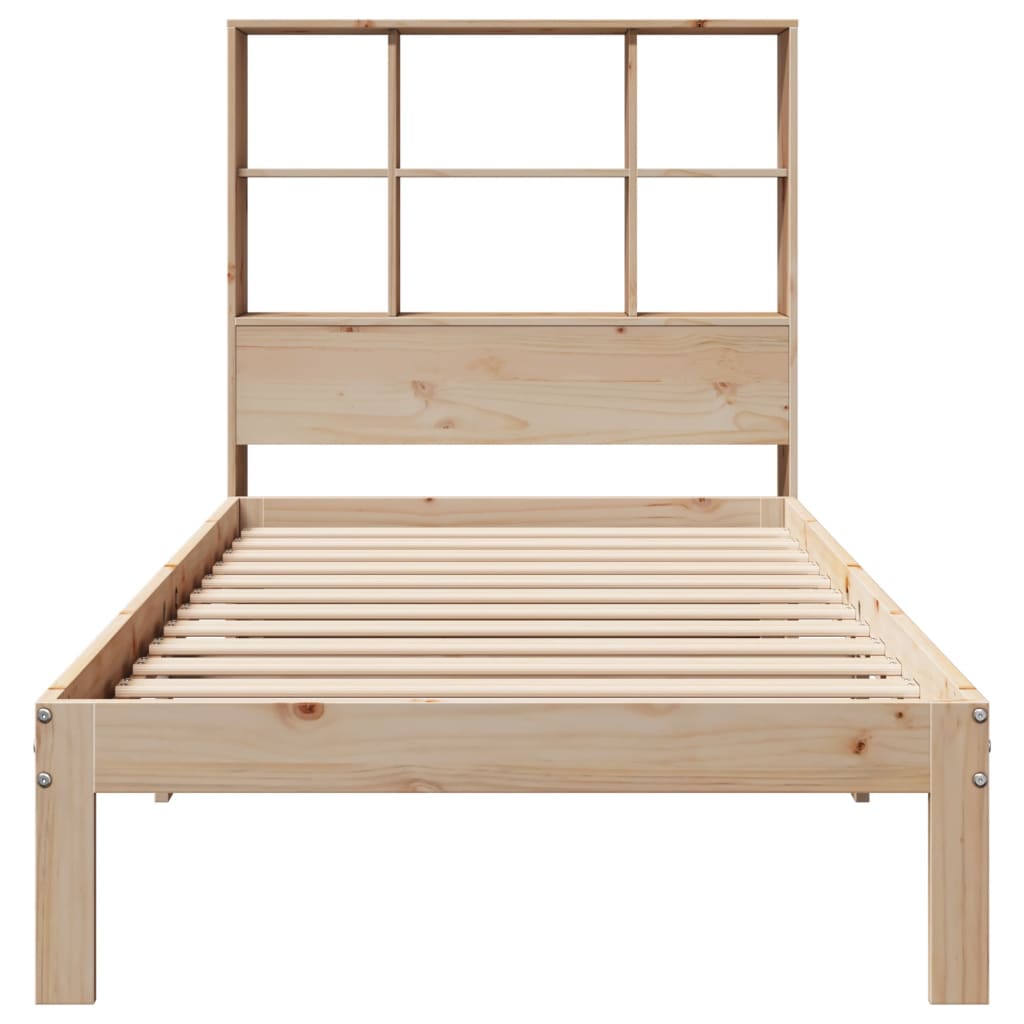 Κρεβάτι Βιβλιοθήκη Χωρίς Στρώμα 90x200 εκ Μασίφ Ξύλο Πεύκου