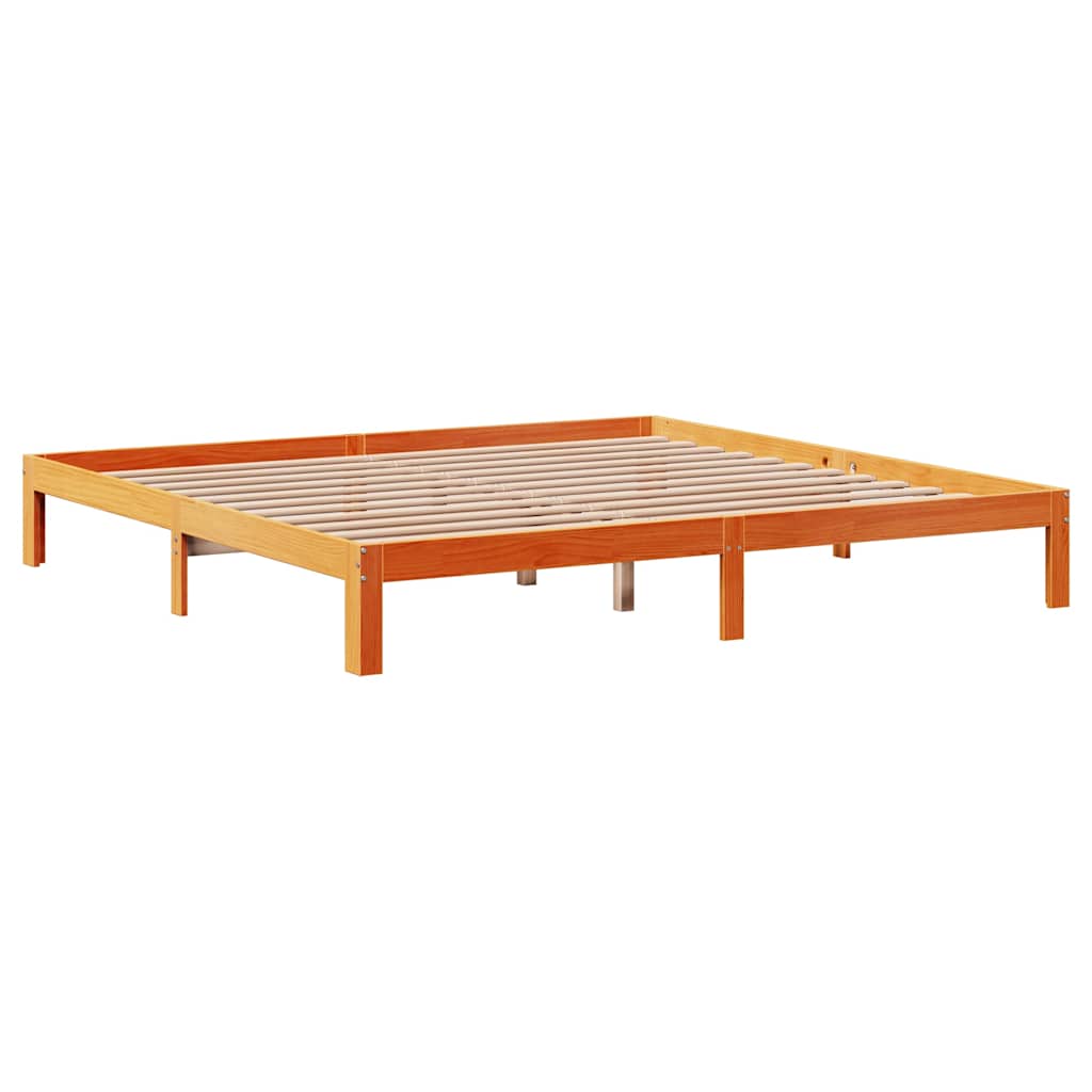 Κρεβάτι Βιβλιοθήκη Χωρίς Στρώμα 180x200 εκ Μασίφ Ξύλο Πεύκου