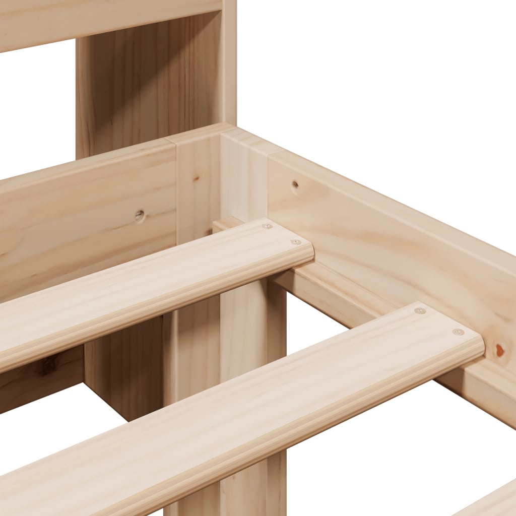 Κρεβάτι Βιβλιοθήκη Χωρίς Στρώμα 90x190 εκ Μασίφ Ξύλο Πεύκου