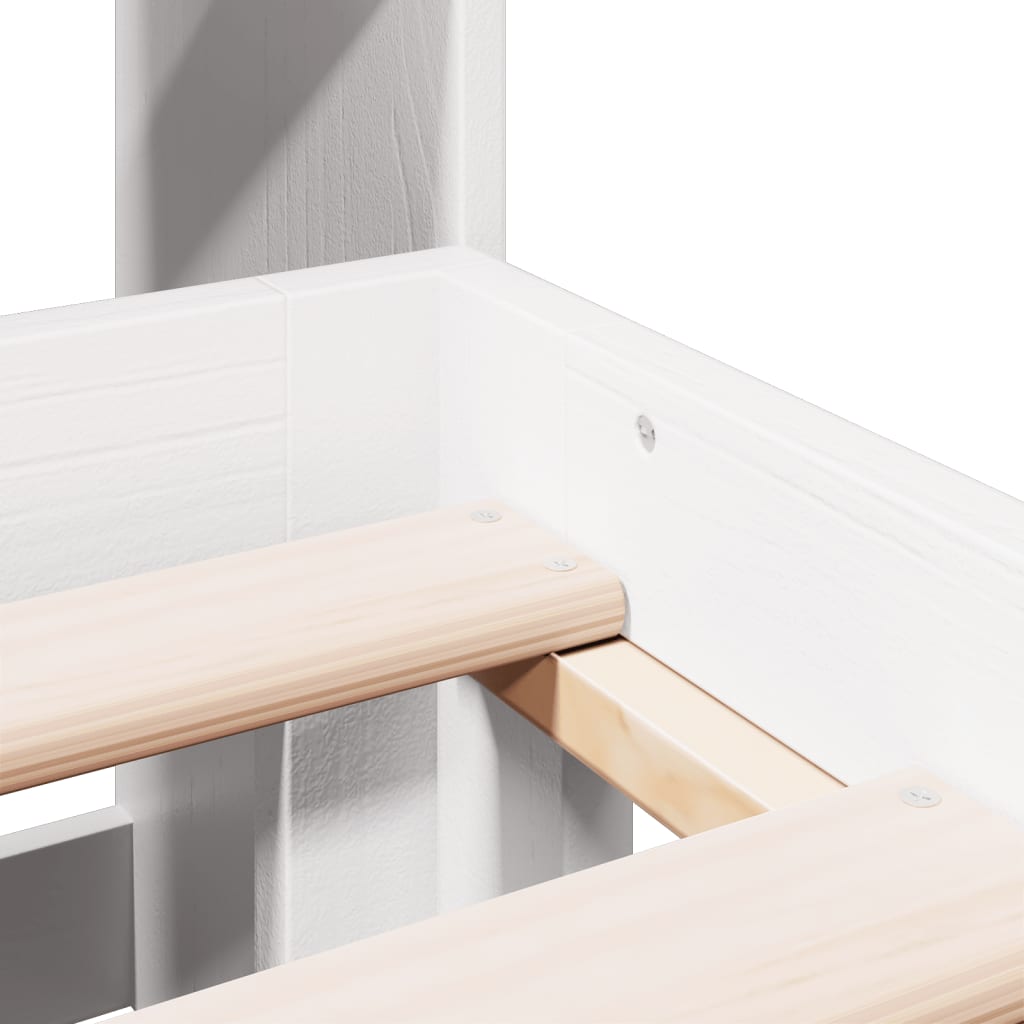 Κρεβάτι Βιβλιοθήκη Χωρίς Στρώμα 140x190 εκ Μασίφ Ξύλο Πεύκου