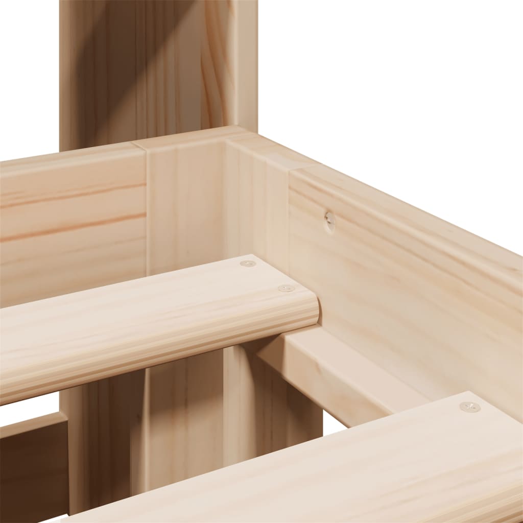 Κρεβάτι Βιβλιοθήκη Χωρίς Στρώμα 140x200 εκ Μασίφ Ξύλο Πεύκο - Pakobazaar