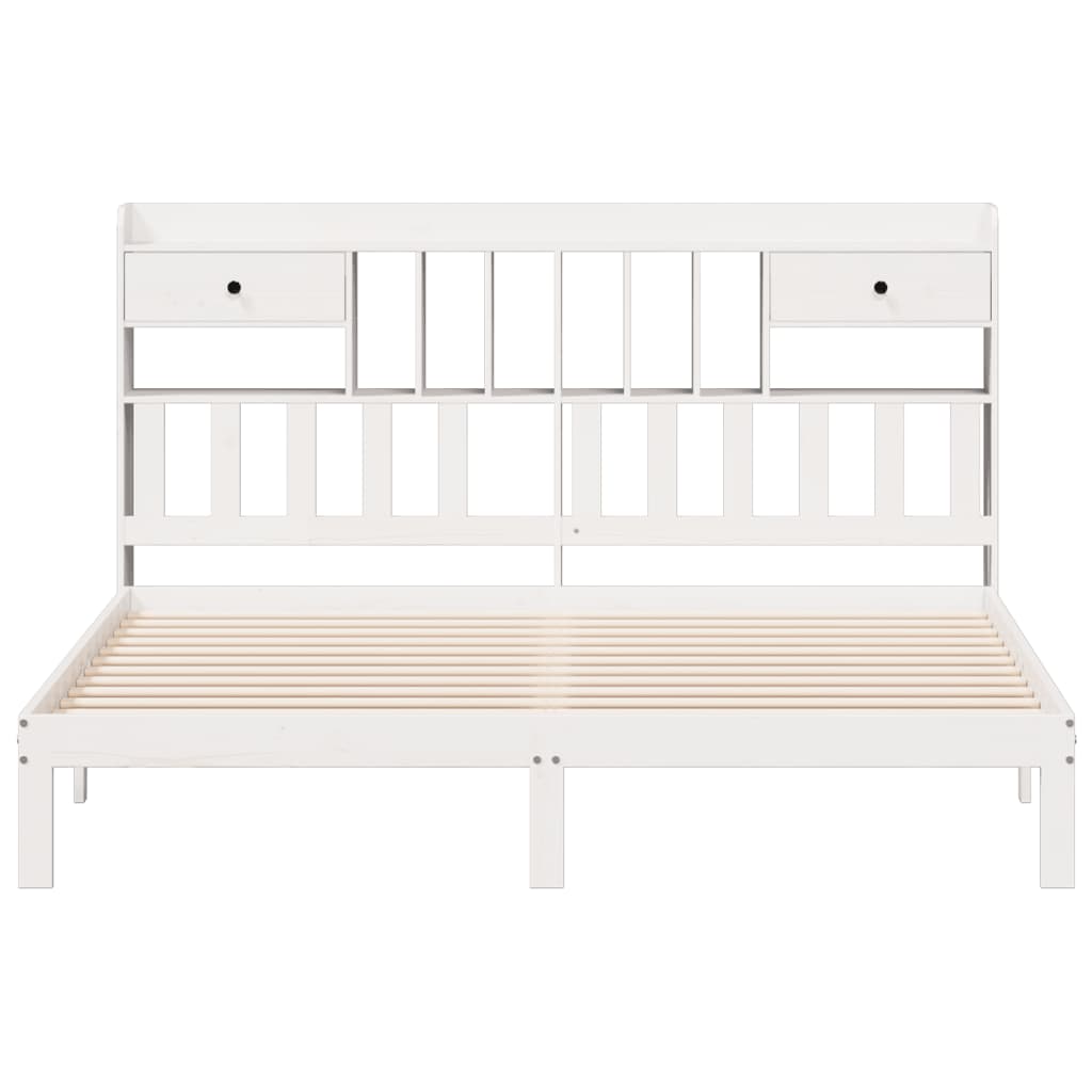 Κρεβάτι Βιβλιοθήκη Χωρίς Στρώμα 180x200 εκ Μασίφ Ξύλο Πεύκου