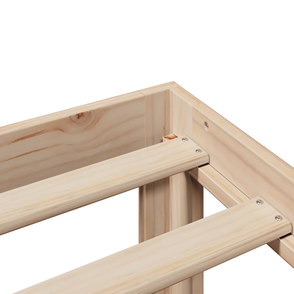 Κρεβάτι Βιβλιοθήκη Χωρίς Στρώμα 140x200 εκ Μασίφ Ξύλο Πεύκο