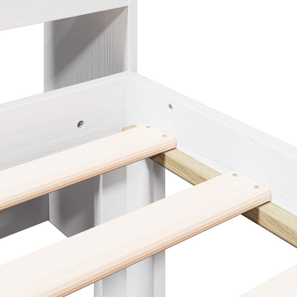 Κρεβάτι Βιβλιοθήκη Χωρίς Στρώμα Λευκό 75x190 εκ Μασίφ Πεύκο