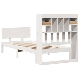 Κρεβάτι Βιβλιοθήκη Χωρίς Στρώμα 90x190 εκ Μασίφ Ξύλο Πεύκου