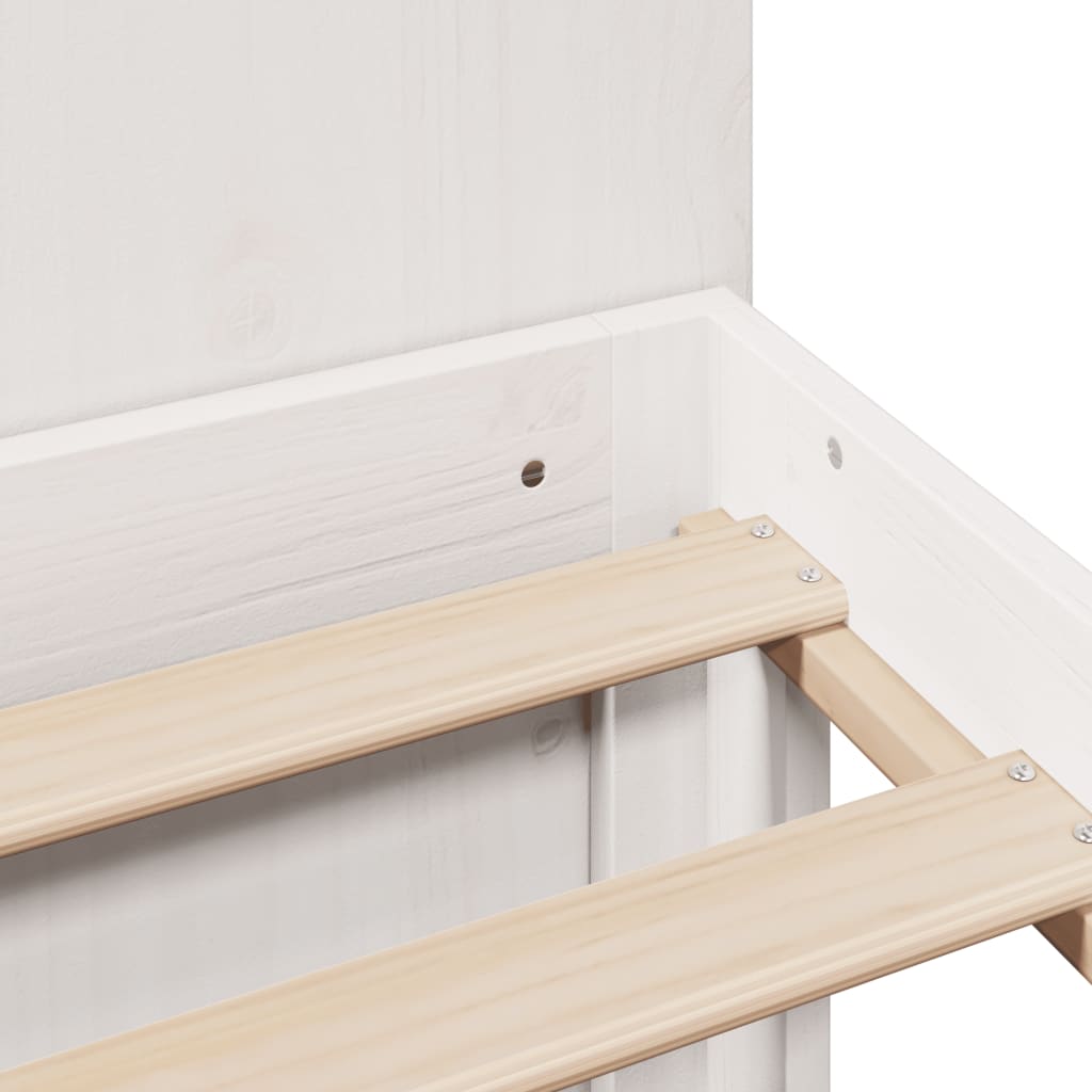 Κρεβάτι Βιβλιοθήκη Χωρίς Στρώμα 200x200 εκ Μασίφ Ξύλο Πεύκου - Pakobazaar