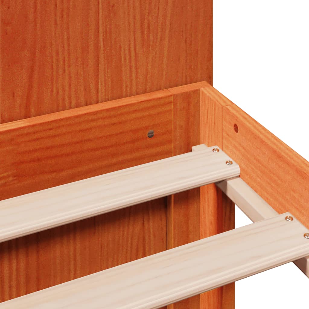 Κρεβάτι Βιβλιοθήκη Χωρίς Στρώμα 140x190 εκ Μασίφ Ξύλο Πεύκου