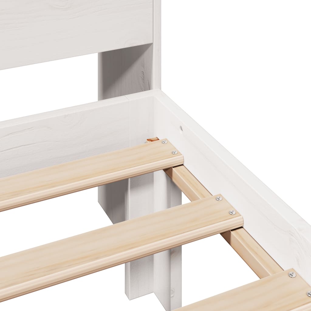 Κρεβάτι Βιβλιοθήκη Χωρίς Στρώμα Λευκό 75x190 εκ Μασίφ Πεύκο - Pakobazaar