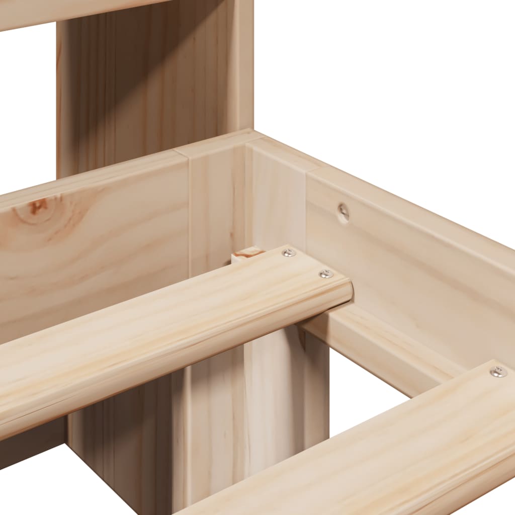 Κρεβάτι Βιβλιοθήκη Χωρίς Στρώμα 140x200 εκ Μασίφ Ξύλο Πεύκο - Pakobazaar