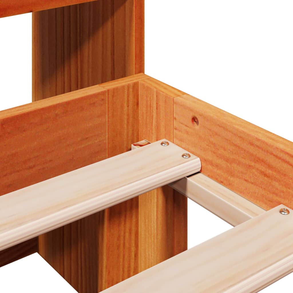 Κρεβάτι Βιβλιοθήκη Χωρίς Στρώμα 140x190 εκ Μασίφ Ξύλο Πεύκου