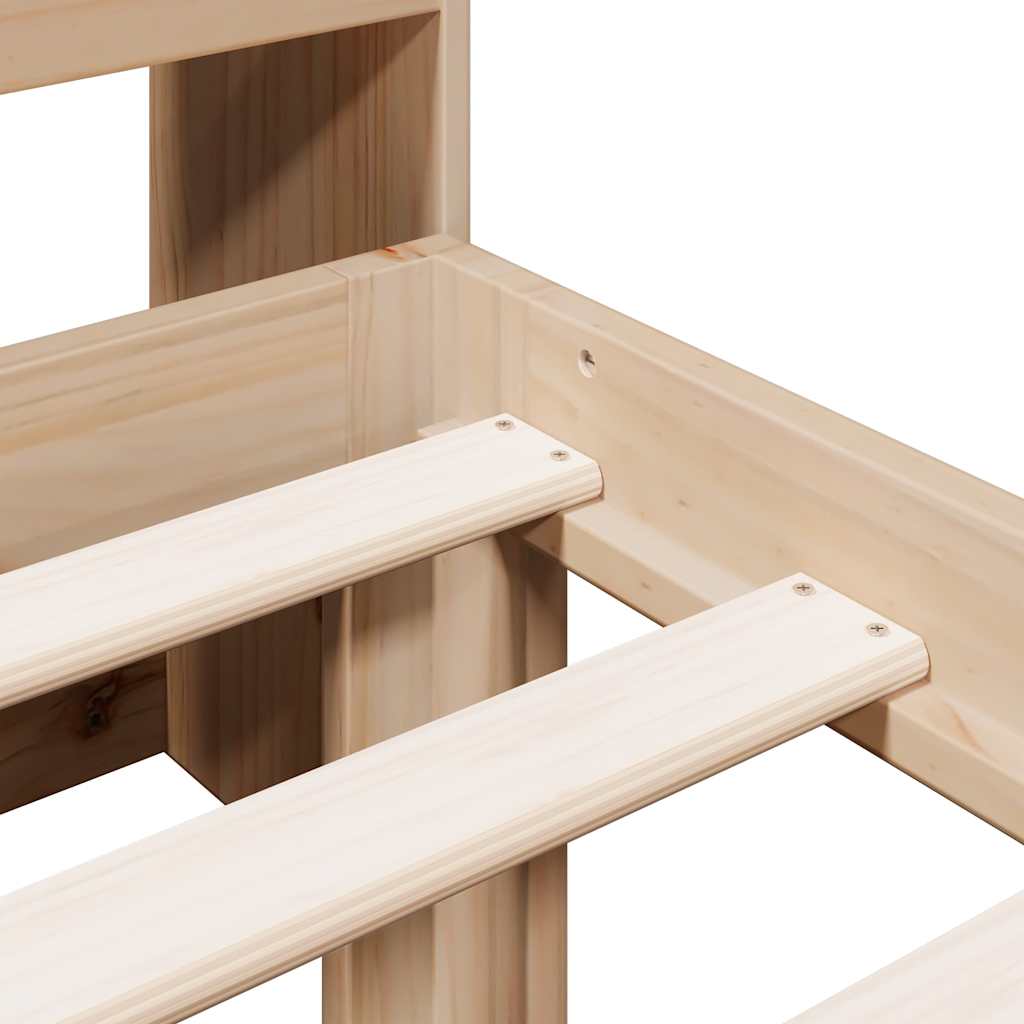 Κρεβάτι Βιβλιοθήκη Χωρίς Στρώμα 90x190 εκ Μασίφ Ξύλο Πεύκου