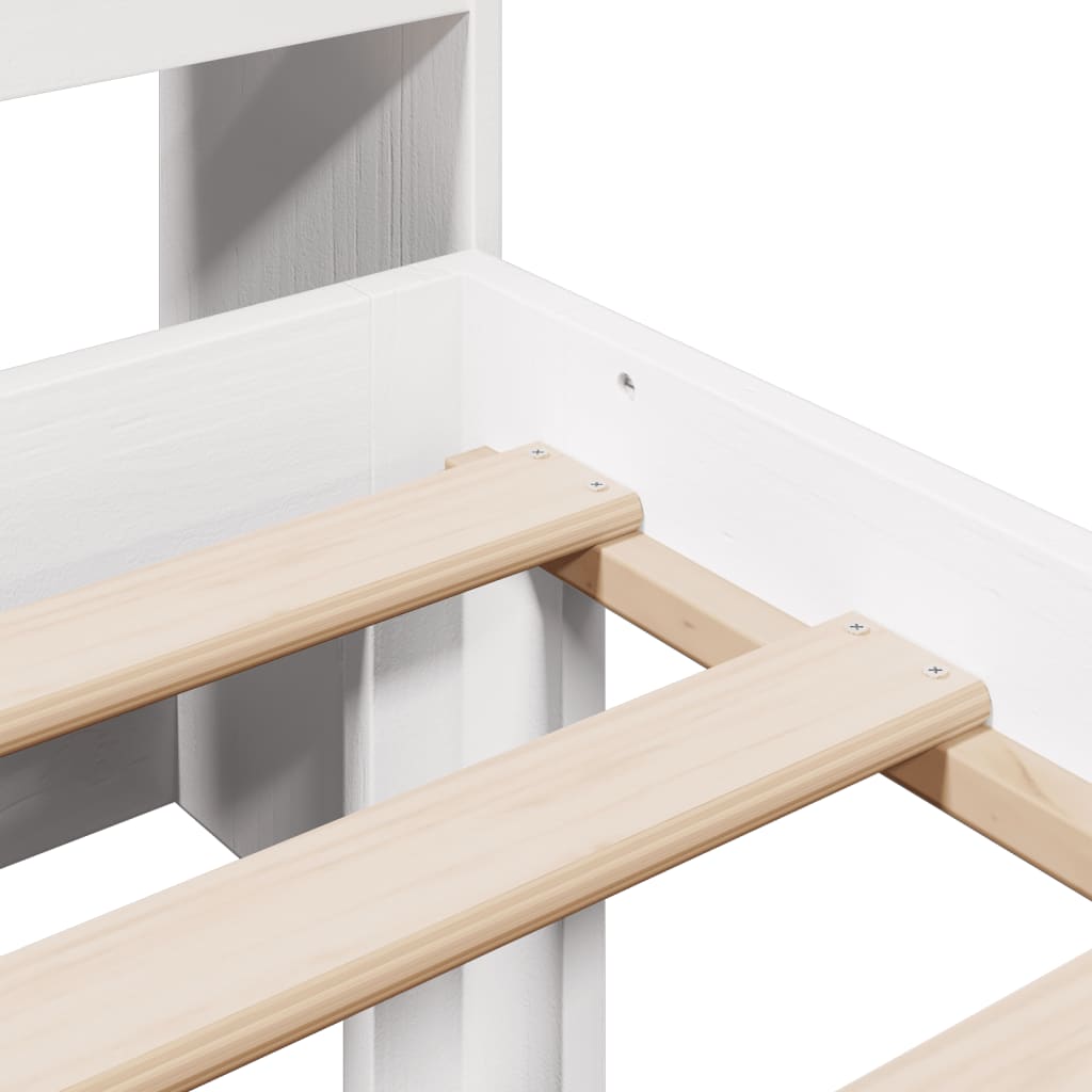 Κρεβάτι Βιβλιοθήκη Χωρίς Στρώμα 90x190 εκ Μασίφ Ξύλο Πεύκου