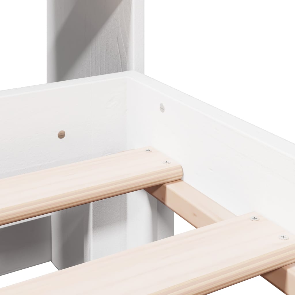 Κρεβάτι Βιβλιοθήκη Χωρίς Στρώμα 140x190 εκ Μασίφ Ξύλο Πεύκου