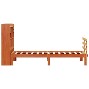 Κρεβάτι Βιβλιοθήκη Χωρίς Στρώμα 100x200 εκ Μασίφ Ξύλο Πεύκου