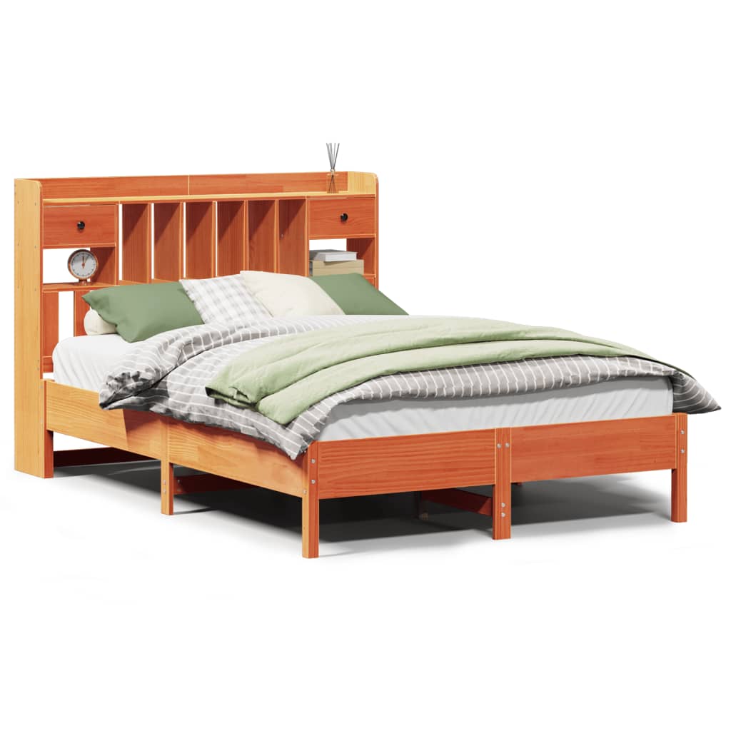 Κρεβάτι Βιβλιοθήκη Χωρίς Στρώμα 150x200 εκ Μασίφ Ξύλο Πεύκου