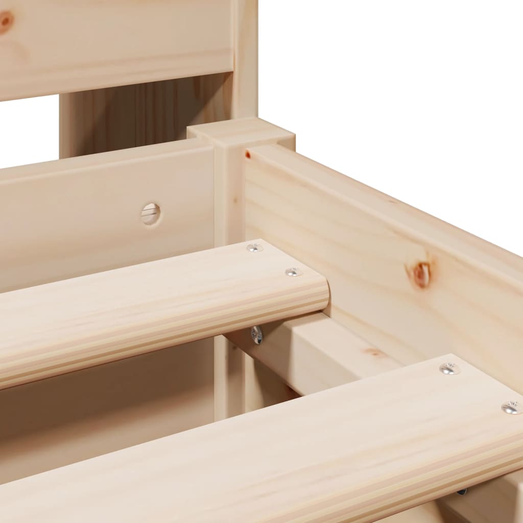 Κρεβάτι Βιβλιοθήκη Χωρίς Στρώμα 140x200 εκ Μασίφ Ξύλο Πεύκο