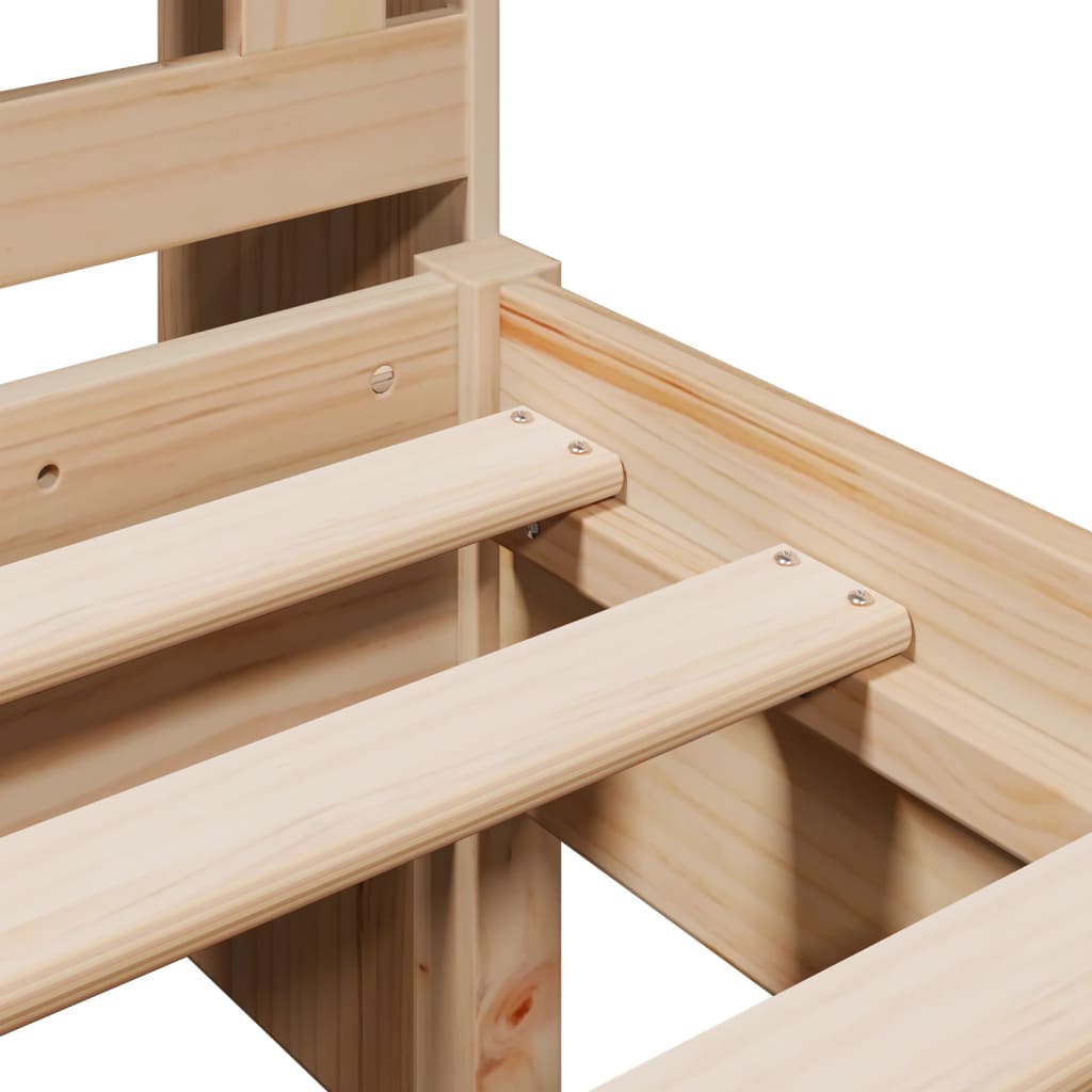 Κρεβάτι Βιβλιοθήκη Χωρίς Στρώμα 90x200 εκ Μασίφ Ξύλο Πεύκου