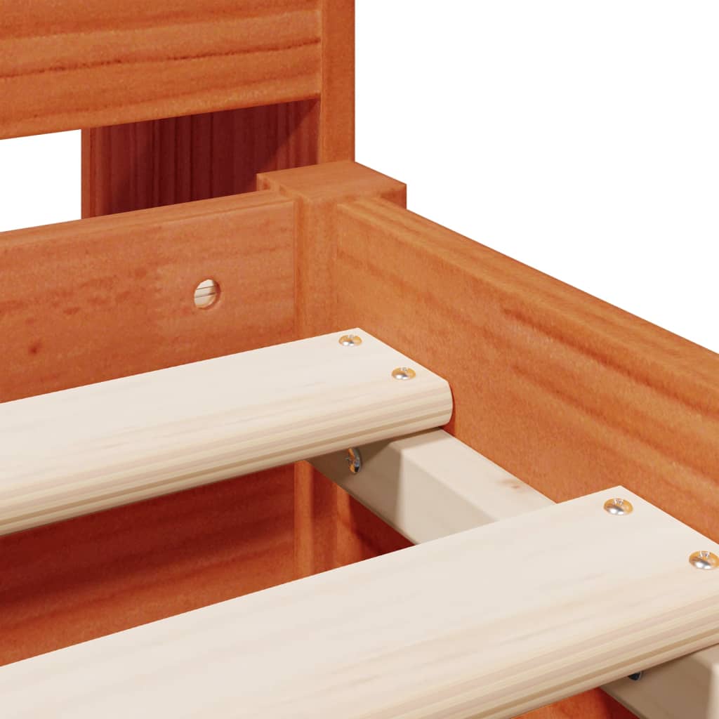 Κρεβάτι Βιβλιοθήκη Χωρίς Στρώμα 135x190 εκ Μασίφ Ξύλο Πεύκου