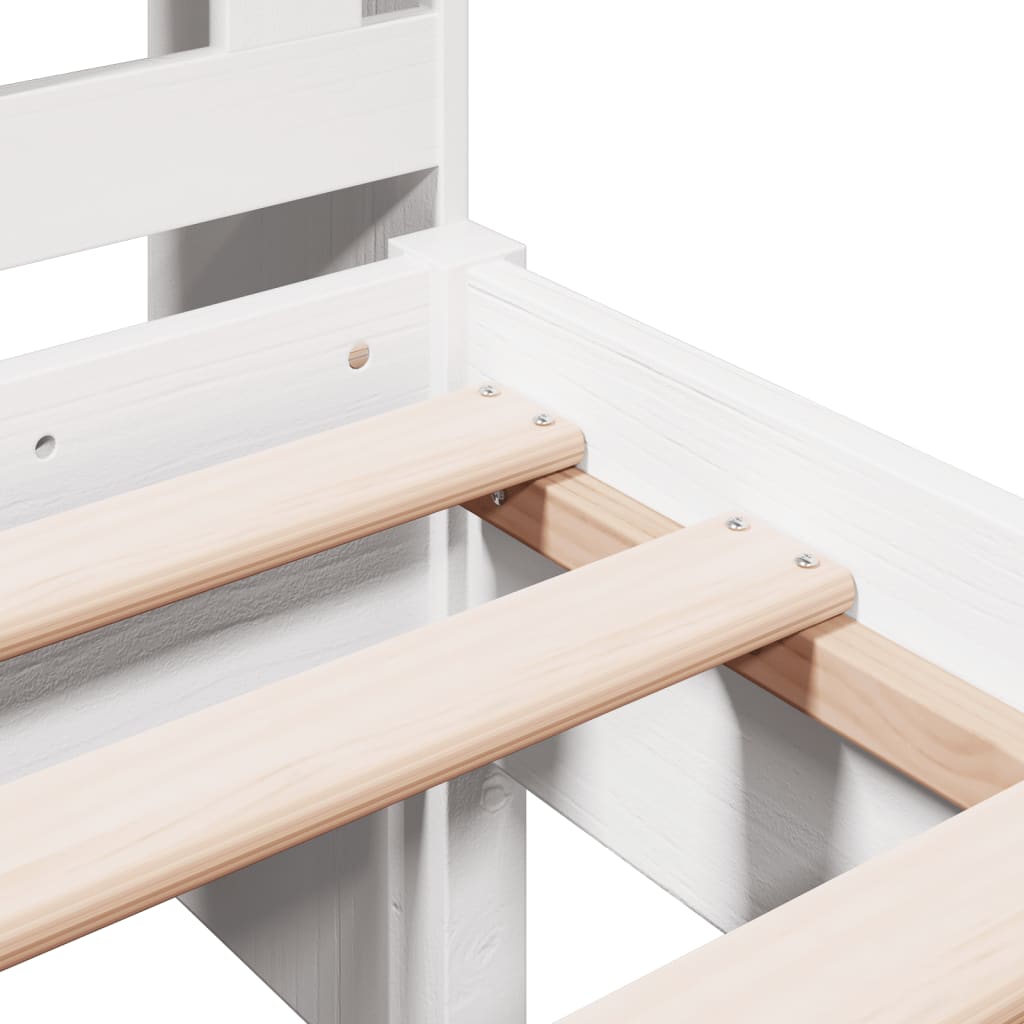 Κρεβάτι Βιβλιοθήκη Χωρίς Στρώμα 90x190 εκ Μασίφ Ξύλο Πεύκου