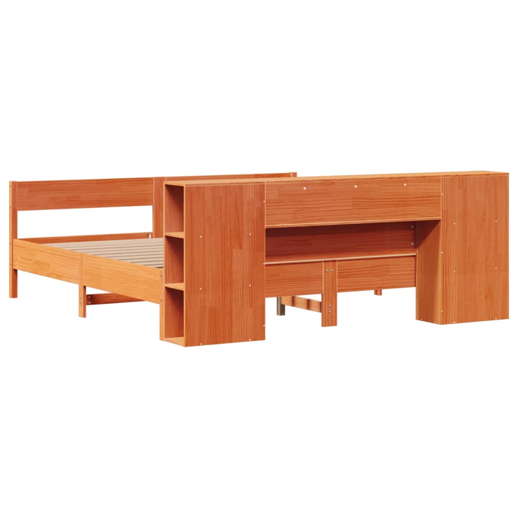 Κρεβάτι Βιβλιοθήκη Χωρίς Στρώμα 180x200 εκ Μασίφ Ξύλο Πεύκου