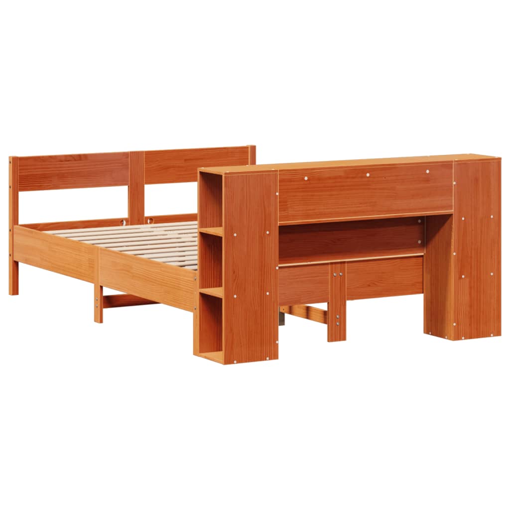 Κρεβάτι Βιβλιοθήκη Χωρίς Στρώμα 160x200 εκ Μασίφ Ξύλο Πεύκου