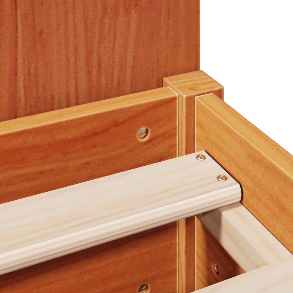 Κρεβάτι Βιβλιοθήκη Χωρίς Στρώμα 140x200 εκ Μασίφ Ξύλο Πεύκου