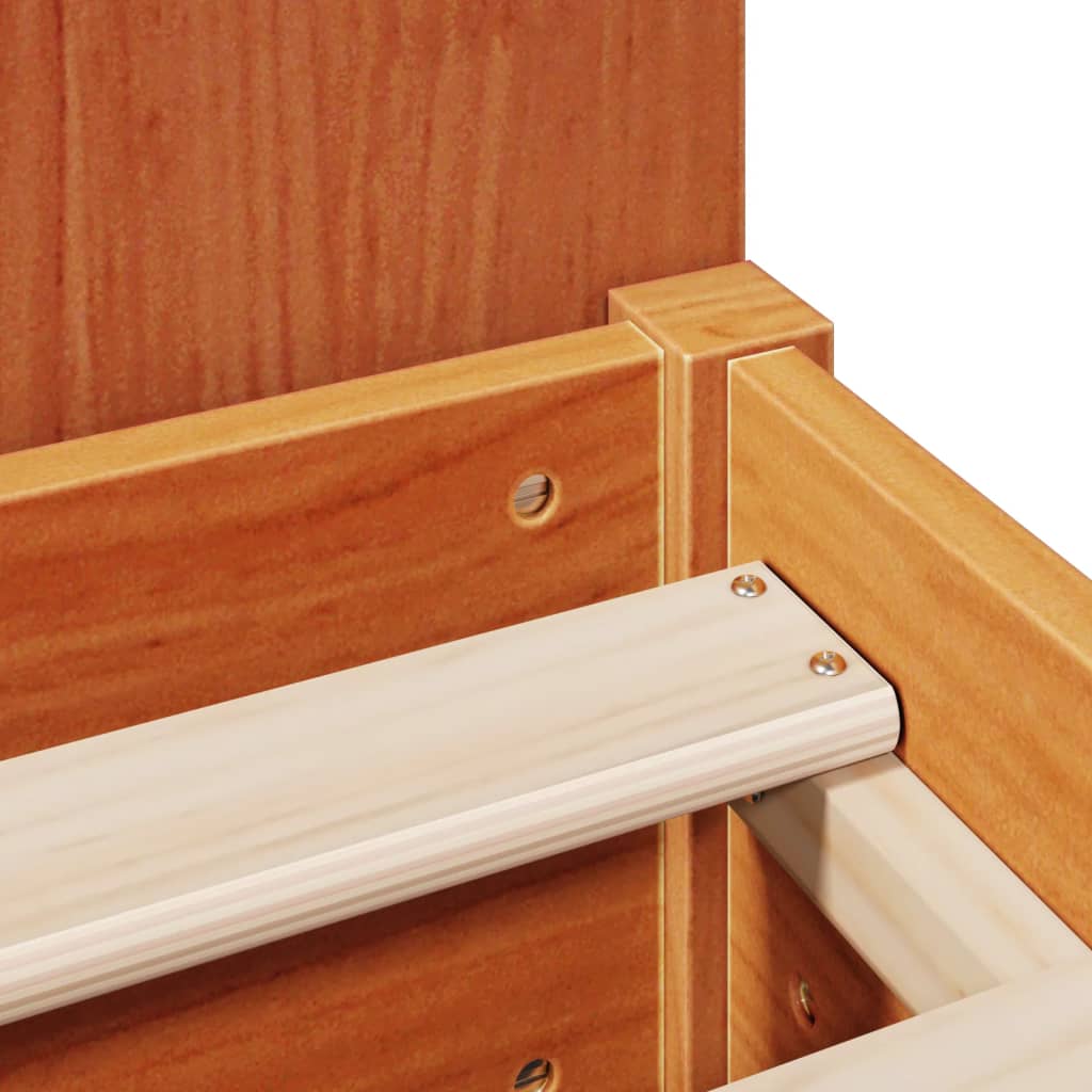 Κρεβάτι Βιβλιοθήκη Χωρίς Στρώμα 200x200 εκ Μασίφ Ξύλο Πεύκου