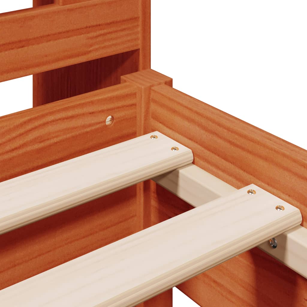 Κρεβάτι Βιβλιοθήκη Χωρίς Στρώμα 100x200 εκ Μασίφ Ξύλο Πεύκου