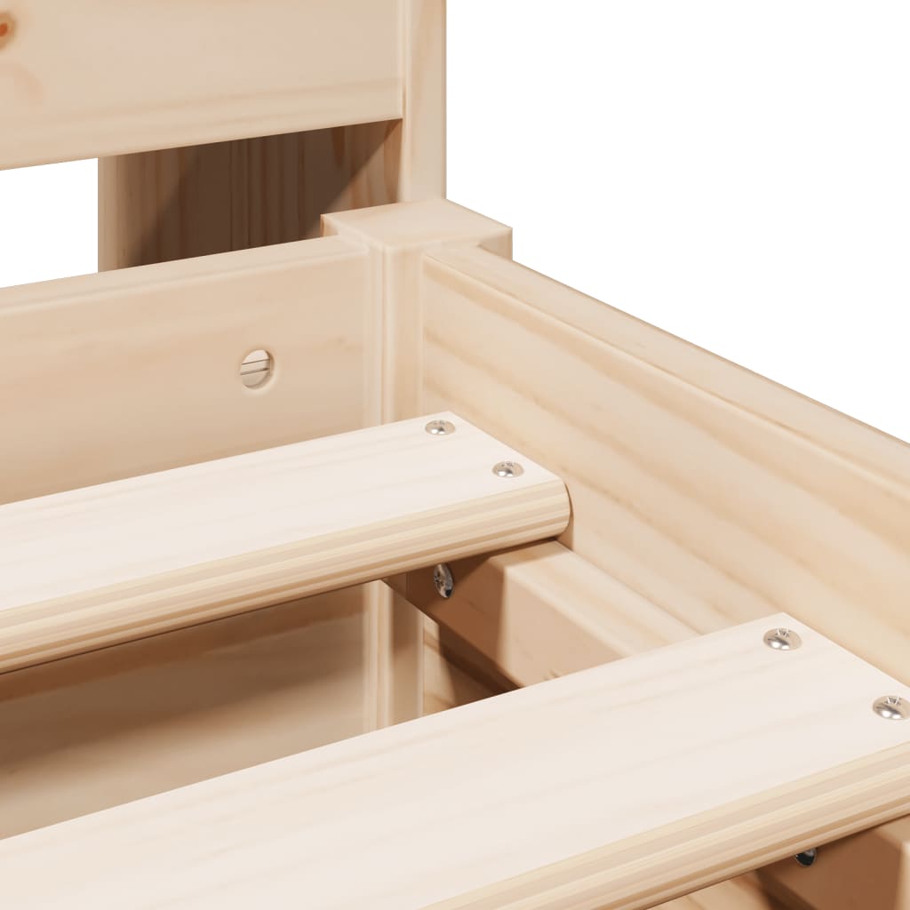 Κρεβάτι Βιβλιοθήκη Χωρίς Στρώμα 135x190 εκ Μασίφ Ξύλο Πεύκου