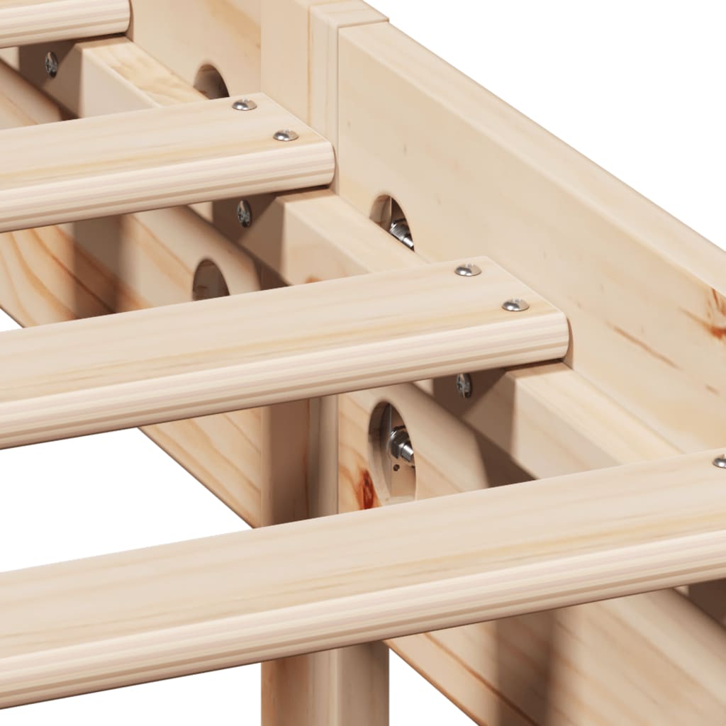 Κρεβάτι Βιβλιοθήκη Χωρίς Στρώμα 140x200 εκ Μασίφ Ξύλο Πεύκο