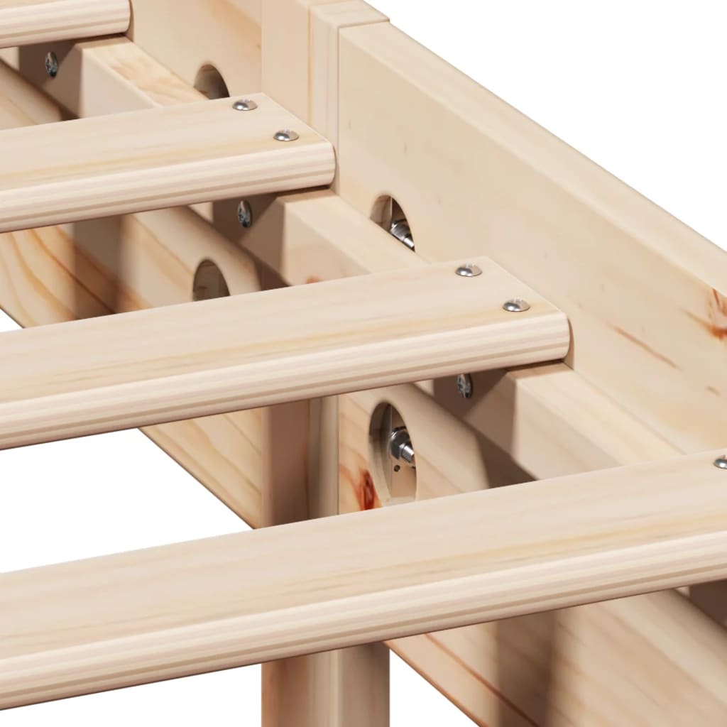 Κρεβάτι Βιβλιοθήκη Χωρίς Στρώμα 135x190 εκ Μασίφ Ξύλο Πεύκου