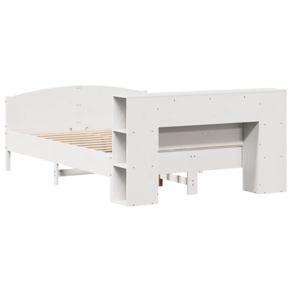 Κρεβάτι Βιβλιοθήκη Χωρίς Στρώμα 120x190 εκ Μασίφ Ξύλο Πεύκου