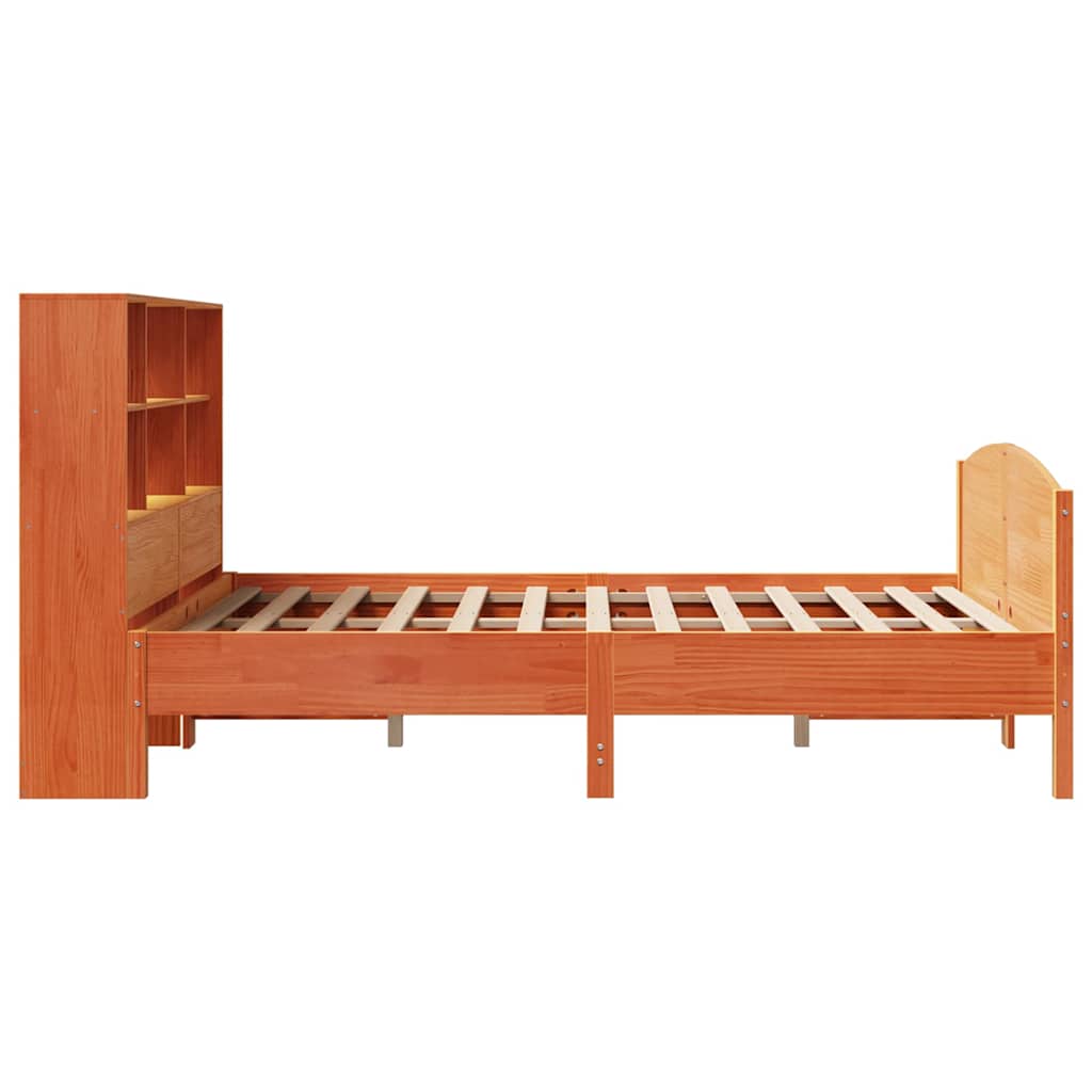 Κρεβάτι Βιβλιοθήκη Χωρίς Στρώμα 140x200 εκ Μασίφ Ξύλο Πεύκου