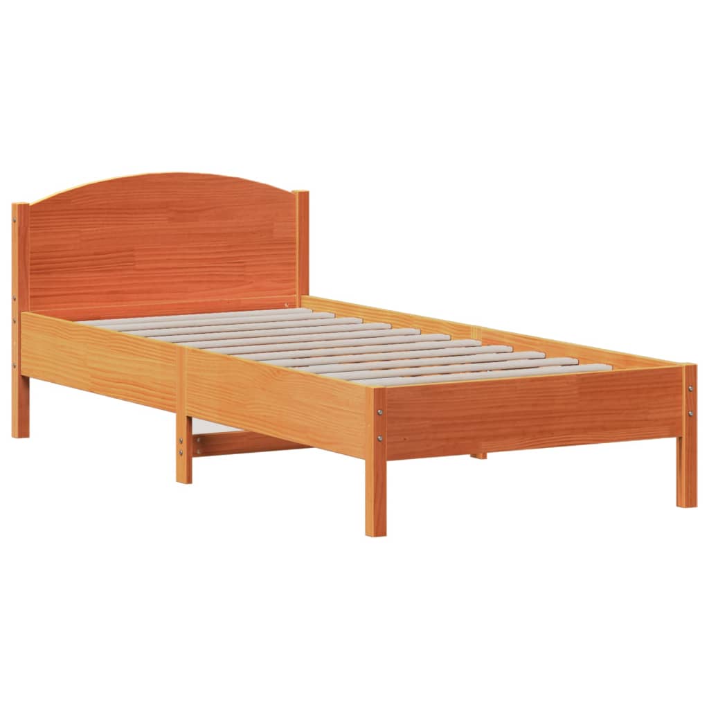 Κρεβάτι Βιβλιοθήκη Χωρίς Στρώμα 90x200 εκ. Μασίφ Ξύλο Πεύκου - Pakobazaar