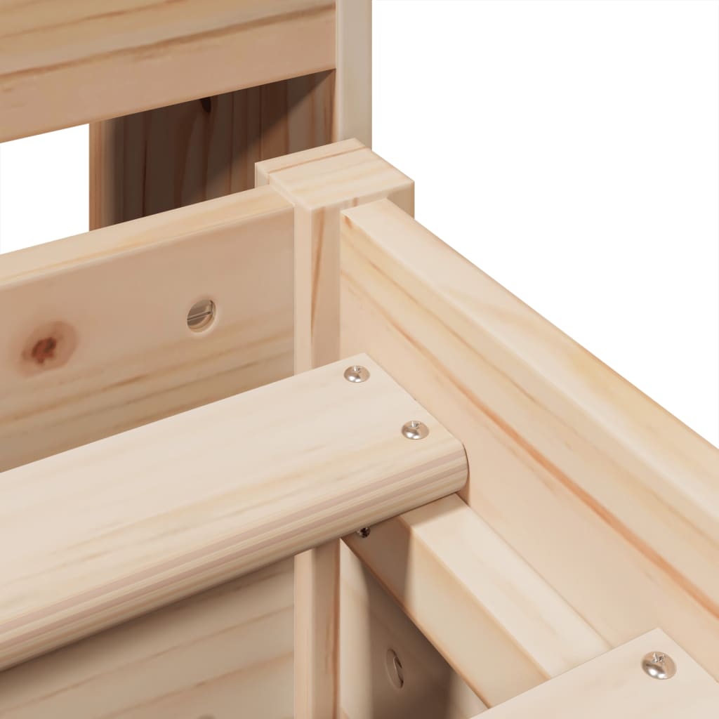 Κρεβάτι Βιβλιοθήκη Χωρίς Στρώμα 140x200 εκ Μασίφ Ξύλο Πεύκο - Pakobazaar