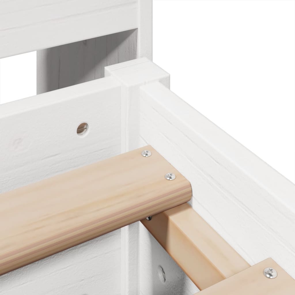 Κρεβάτι Βιβλιοθήκη Χωρίς Στρώμα 140x190 εκ Μασίφ Ξύλο Πεύκου