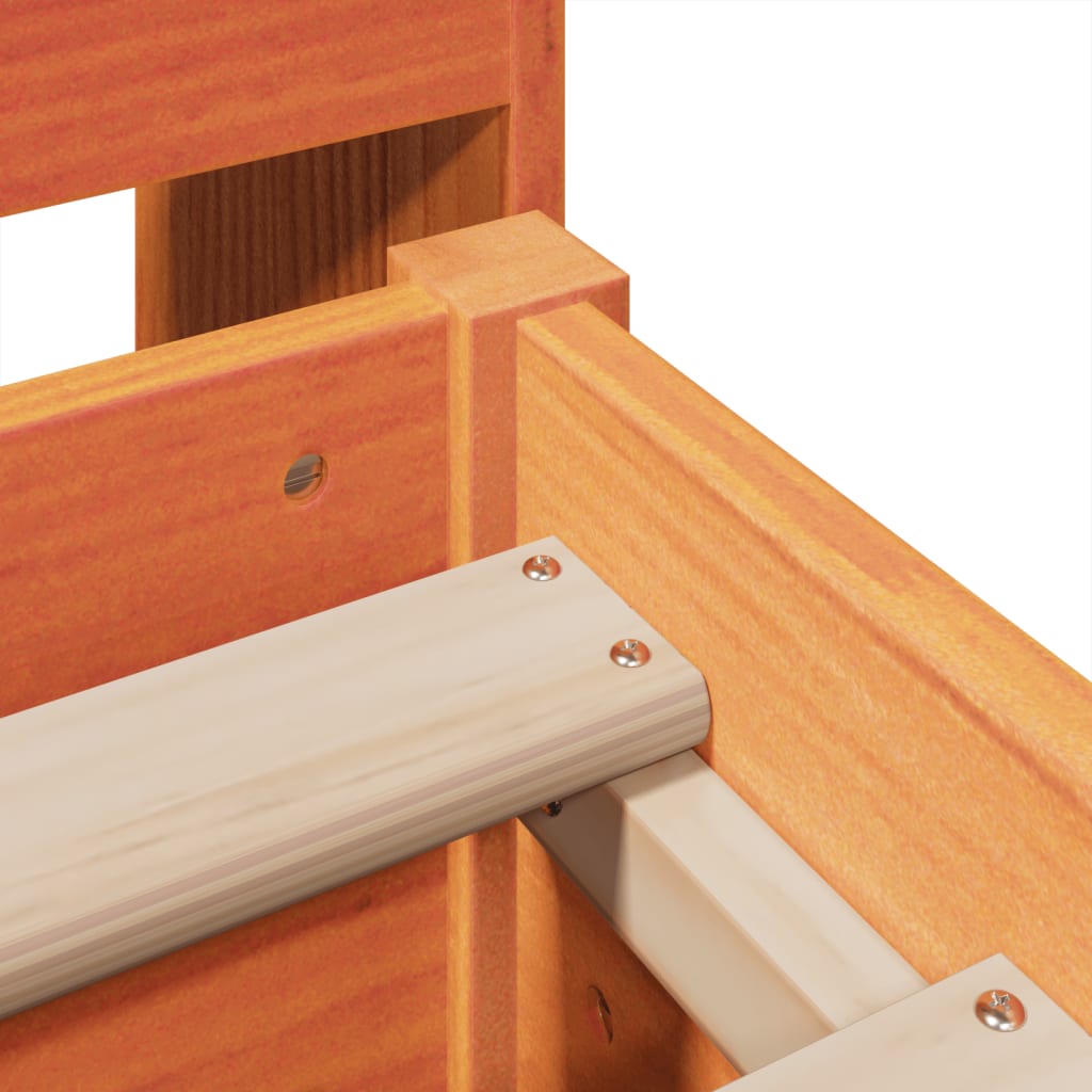 Κρεβάτι Βιβλιοθήκη Χωρίς Στρώμα 140x190 εκ Μασίφ Ξύλο Πεύκου