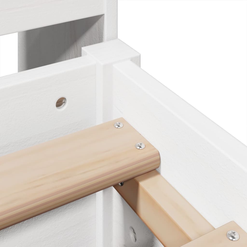 Κρεβάτι Βιβλιοθήκη Χωρίς Στρώμα Λευκό 135x190 εκ Μασίφ Πεύκο