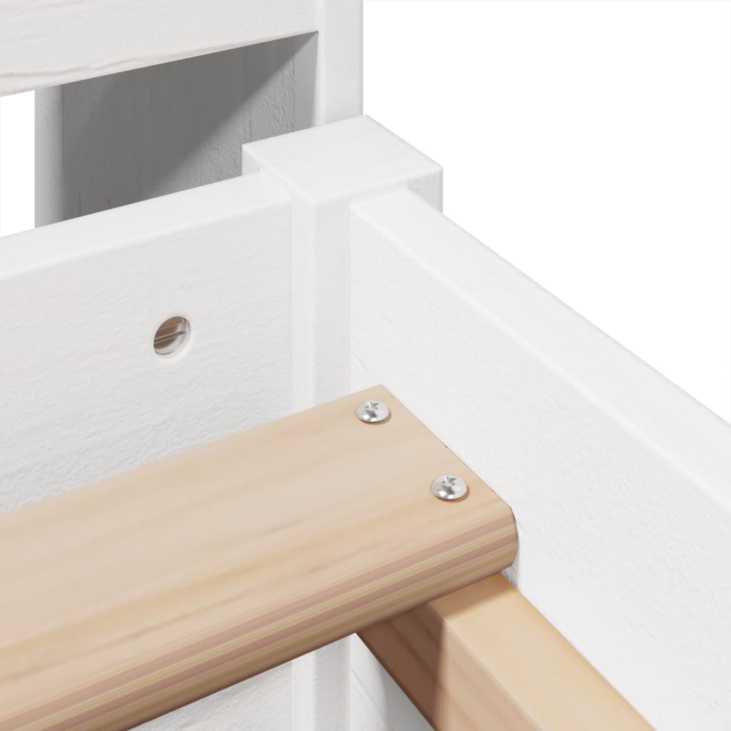 Κρεβάτι Βιβλιοθήκη Χωρίς Στρώμα Λευκό 75x190 εκ Μασίφ Πεύκο - Pakobazaar