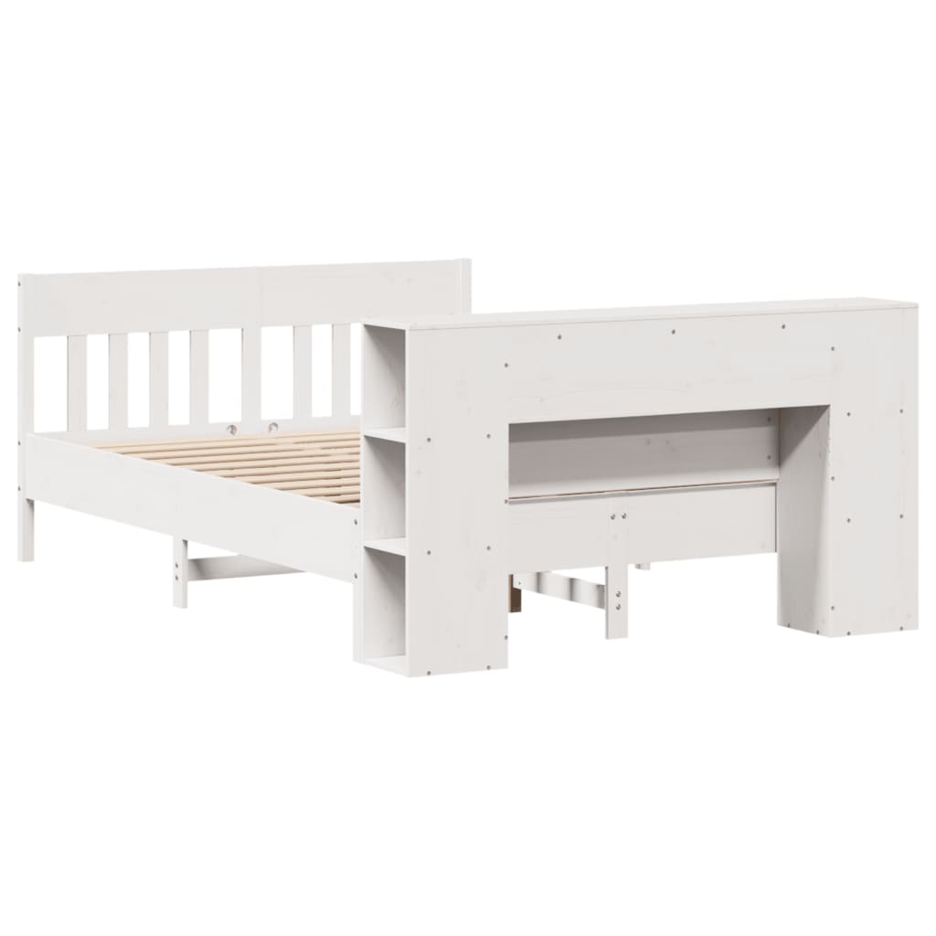 Κρεβάτι Βιβλιοθήκη Χωρίς Στρώμα 120x200 εκ Μασίφ Ξύλο Πεύκο