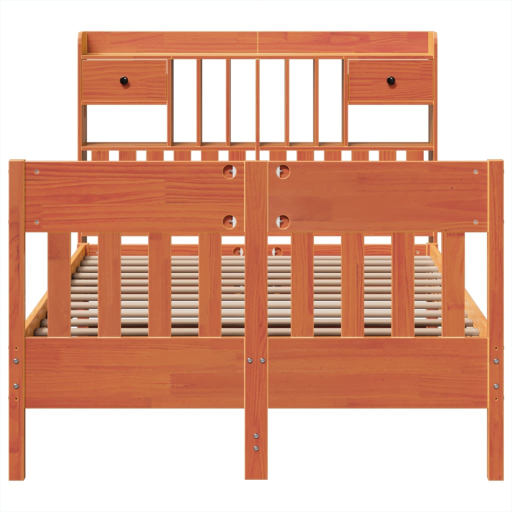 Σκελετός Κρεβ. Χωρίς Στρώμα Καφέ Κεριού 135x190 εκ Μασίφ Πεύκο