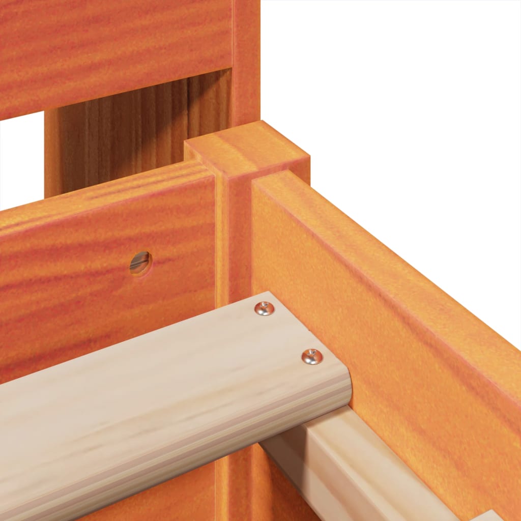 Σκελετός Κρεβ. Χωρίς Στρώμα Καφέ Κεριού 135x190 εκ Μασίφ Πεύκο