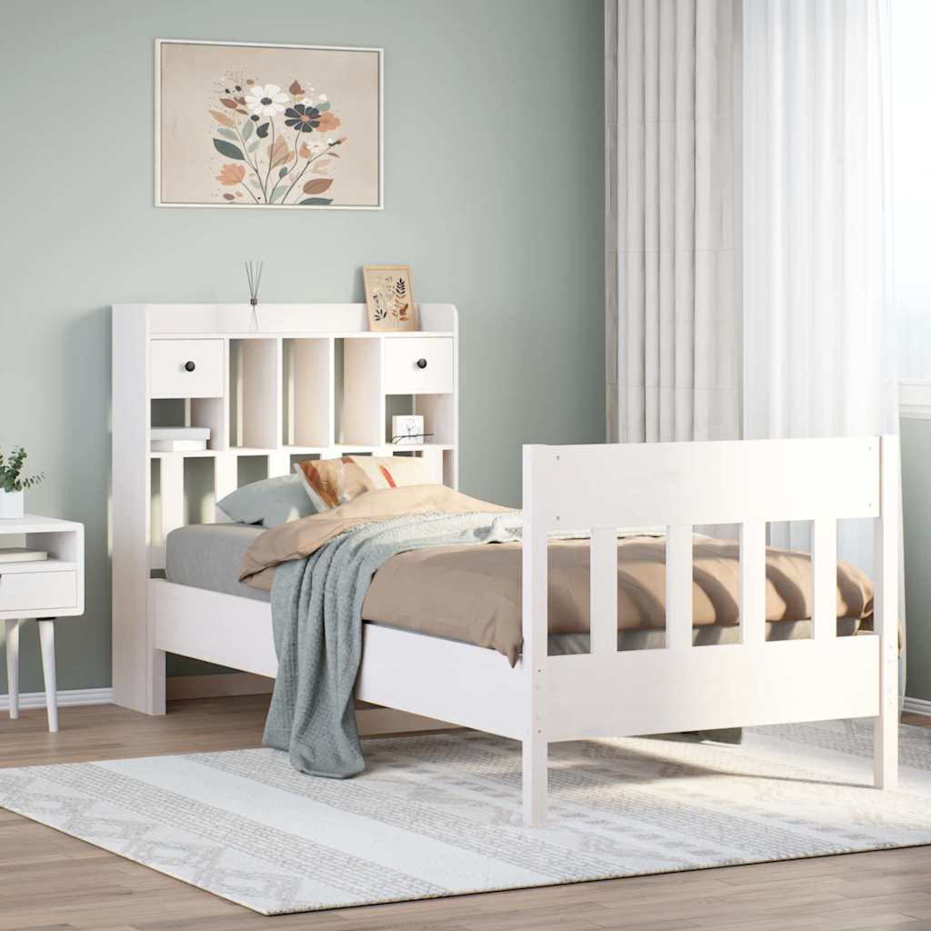 Σκελετός Κρεβ. Χωρίς Στρώμα Λευκό 90x190 εκ Μασίφ Πεύκο