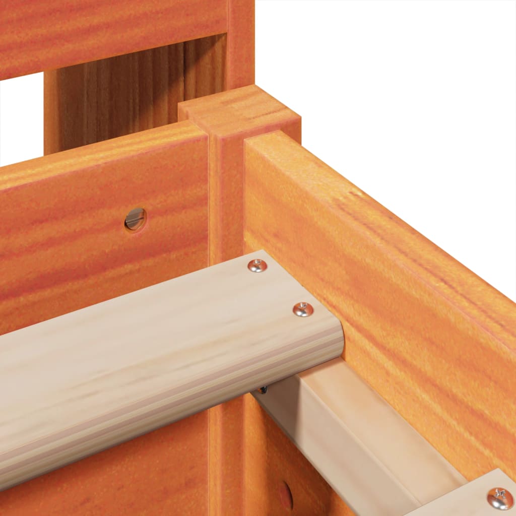 Σκελετός Κρεβ. Χωρίς Στρώμα Καφέ Κεριού 135x190 εκ Μασίφ Πεύκο