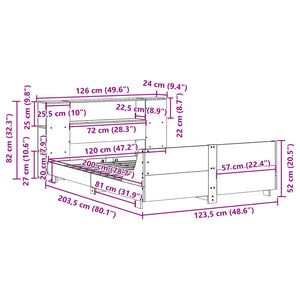 Σκελετός Κρεβ. Χωρίς Στρώμα Καφέ Κεριού 120x200 εκ Μασίφ Πεύκο
