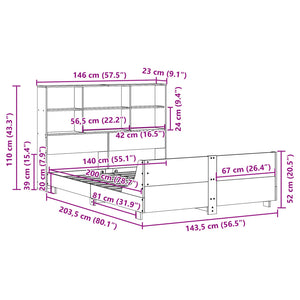 Σκελετός Κρεβατιού Χωρίς Στρώμα 140x200 εκ Μασίφ Ξύλο Πεύκου