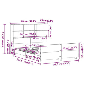 Σκελετός Κρεβατιού Χωρίς Στρώμα Καφέ 140x190 Μασίφ Ξύλο Πεύκου